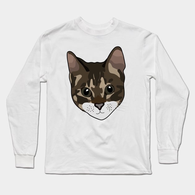 Lovely Tabby Cat Face Long Sleeve T-Shirt by crankycranium